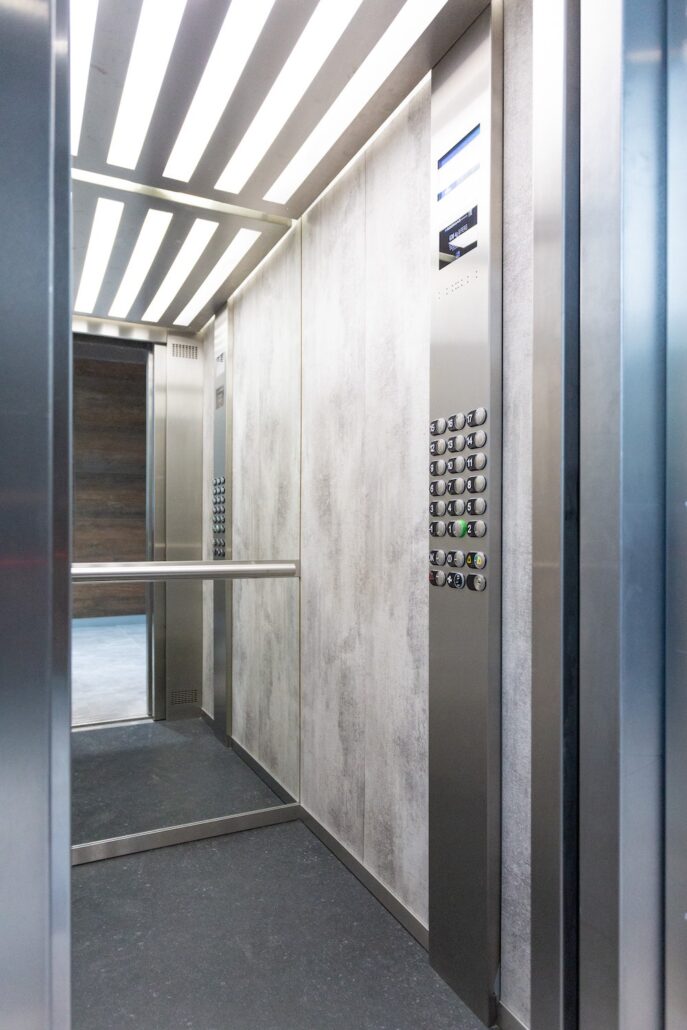 Home elevator in luxury home.
